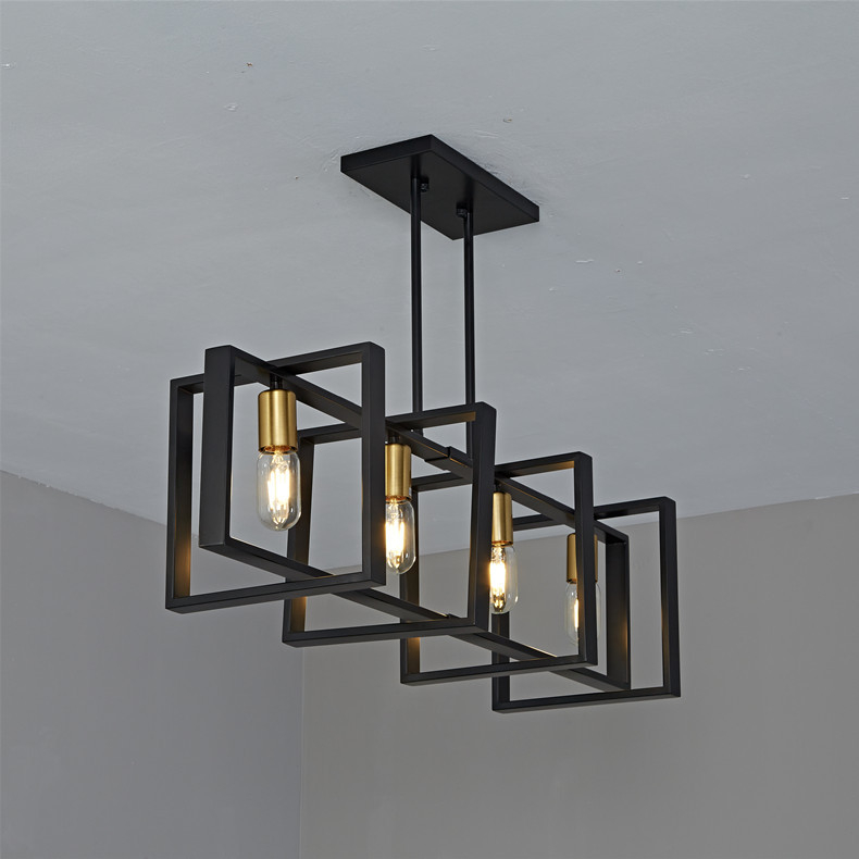 Ξύλινο πολυέλαιο με σιδερένιο σώμα, LED φως, 220V, πολλαπλών κεφαλών, κάλυψη 15–30㎡