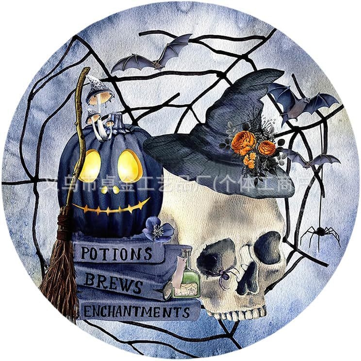 Halloween fa medál, szellem koponya dekoráció, Márka Independence, Anyag: Fa