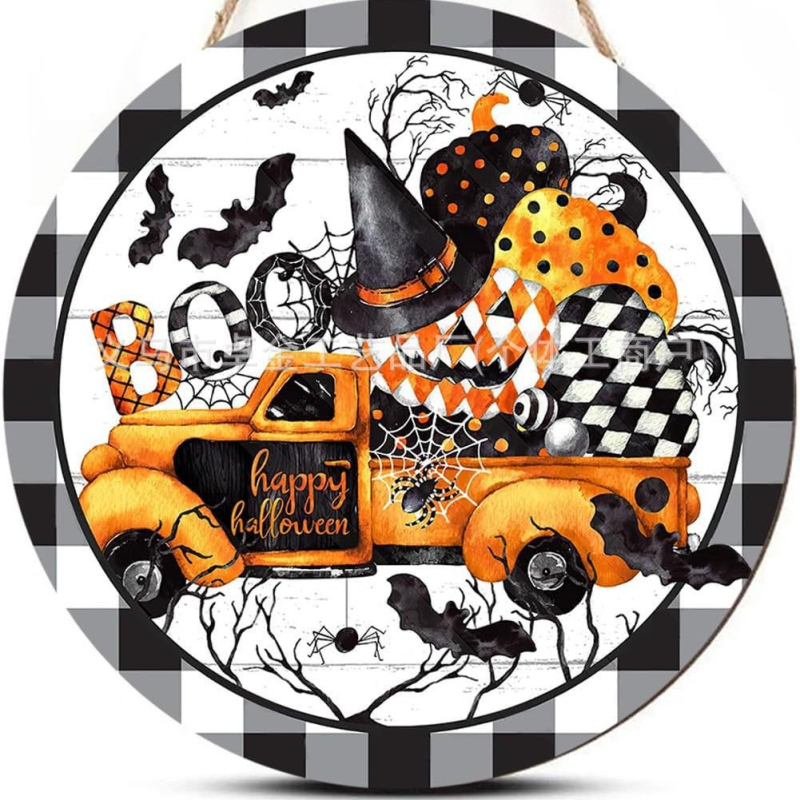 Halloween fa medál, szellem koponya dekoráció, Márka Independence, Anyag: Fa