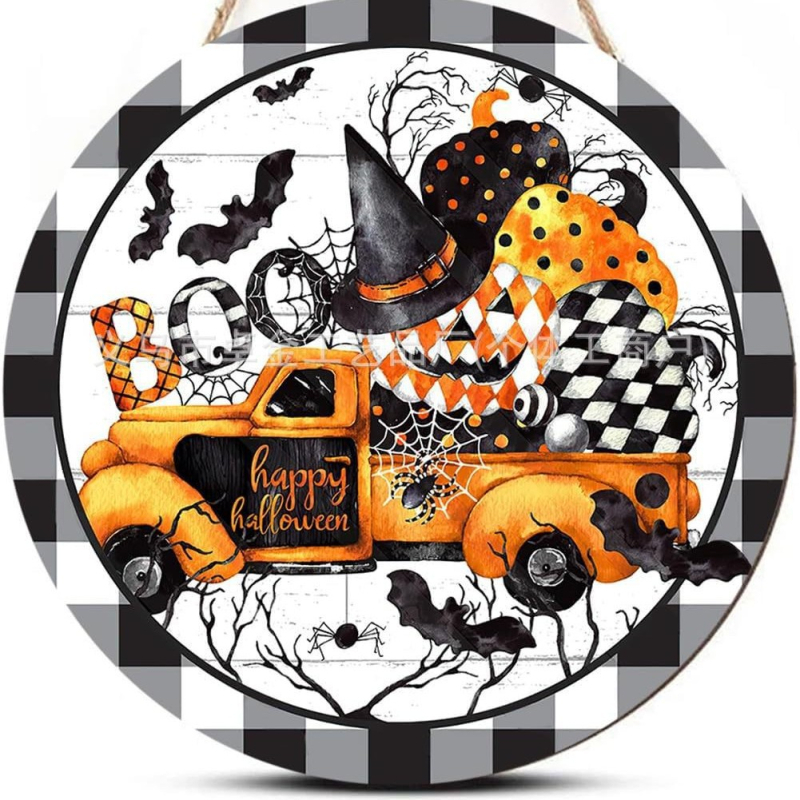 Halloween fa medál, szellem koponya dekoráció, Márka Independence, Anyag: Fa