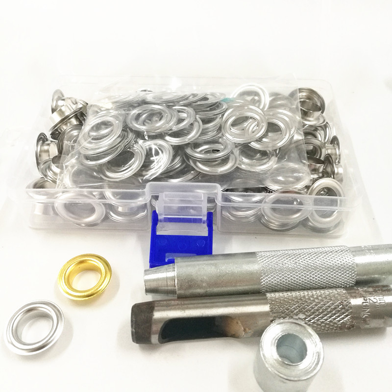 Σετ eyelet buckles από ορείχαλκο, 100 τεμάχια με τριμελές σετ εργαλείων, κατάλληλο για παλτά, τζιν, παπούτσια, σκηνές