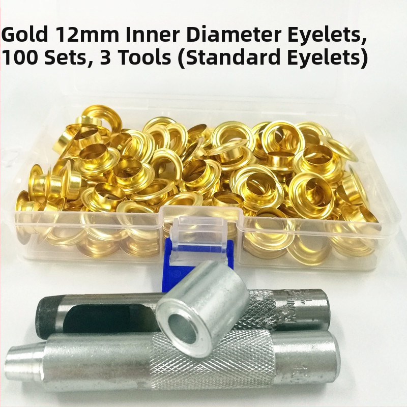 Σετ eyelet buckles από ορείχαλκο, 100 τεμάχια με τριμελές σετ εργαλείων, κατάλληλο για παλτά, τζιν, παπούτσια, σκηνές