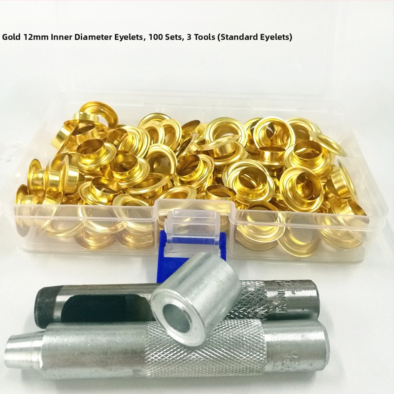 Σετ eyelet buckles από ορείχαλκο, 100 τεμάχια με τριμελές σετ εργαλείων, κατάλληλο για παλτά, τζιν, παπούτσια, σκηνές