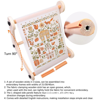 Ρυθμιζόμενος ξύλινος επιτραπέζιος στάντ για κέντημα, με στήριγμα για βρόχο κεντήματος και επιτραπέζιο πλαίσιο