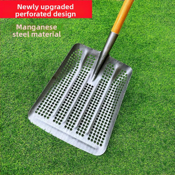 Peanut-Eye куха дебела лопата с манганова стомана, лопата за царевица със сито с кръгли отвори за почва и зърно