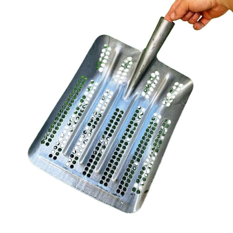 Peanut-Eye куха дебела лопата с манганова стомана, лопата за царевица със сито с кръгли отвори за почва и зърно