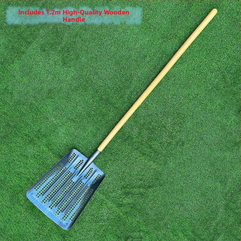 Peanut-Eye куха дебела лопата с манганова стомана, лопата за царевица със сито с кръгли отвори за почва и зърно