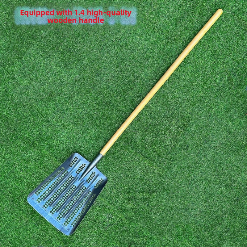 Peanut-Eye куха дебела лопата с манганова стомана, лопата за царевица със сито с кръгли отвори за почва и зърно