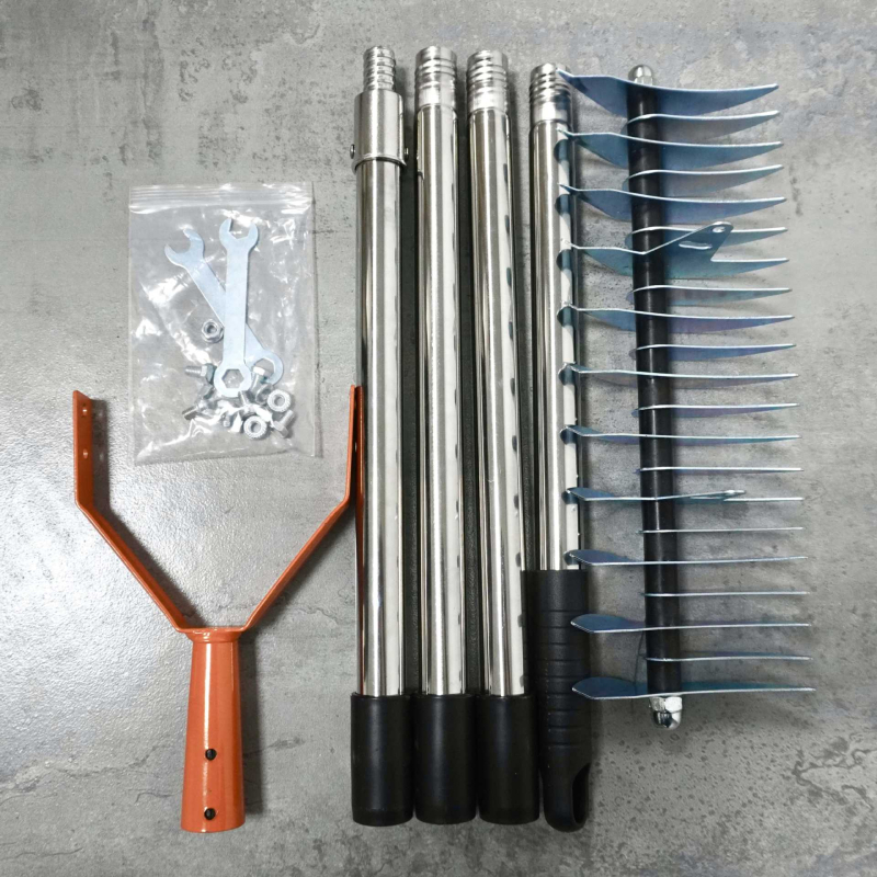 Leválasztható gyepgereblye fűhöz és szárhoz, levelek és talaj tisztítására, udvari kerthez