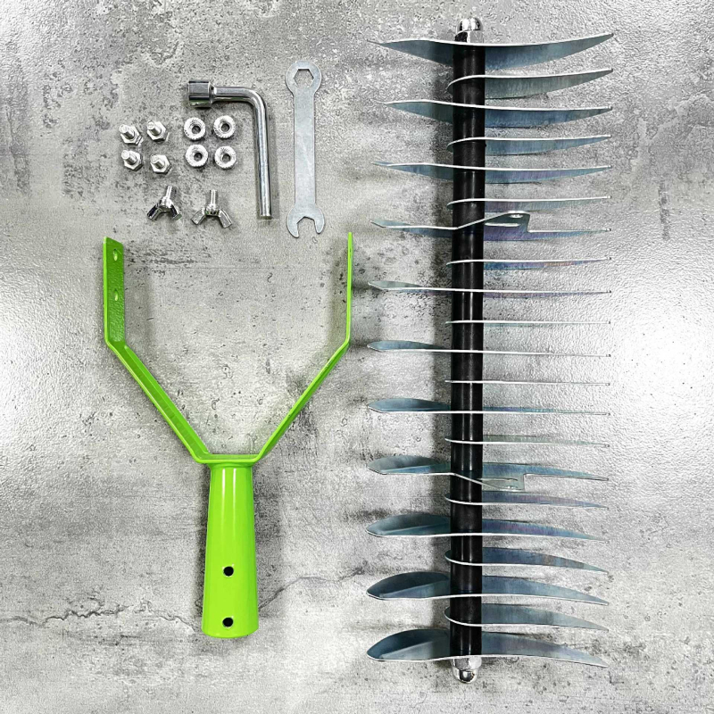 Leválasztható gyepgereblye fűhöz és szárhoz, levelek és talaj tisztítására, udvari kerthez