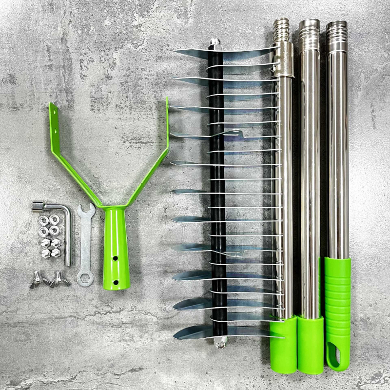 Leválasztható gyepgereblye fűhöz és szárhoz, levelek és talaj tisztítására, udvari kerthez