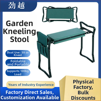 Sulankstoma sodo kelių kėdė su įrankių rinkiniu