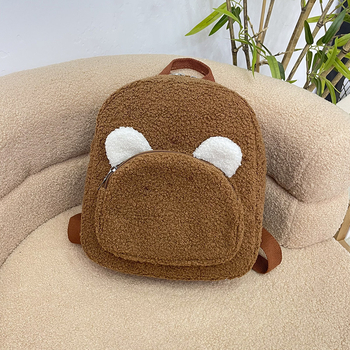 Uniszex plüss hátizsák óvodába, mackófülös, anime mintával, könnyű, görbe vállpántokkal, iskolai használatra, 2025 tavasz