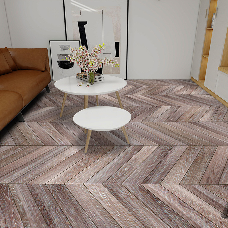 Самозалепващи подови стикери с дървена шарка и релефна повърхност - марка Qian chen; високо качество; дебелина 0,2 мм; структура: композит; подходящи за баня, хол, спалня, коридор и други помещения