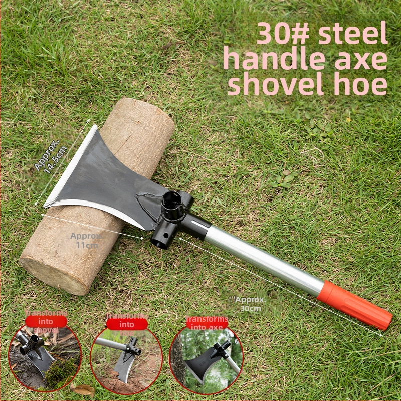 Daugiakryptė kastuvė-kasa iš manganinės plieno; skirta kirpimui, pjaustymui ir kasimui; lauko naudojimui; modelis: Daugiakryptė kastuvė-kasa