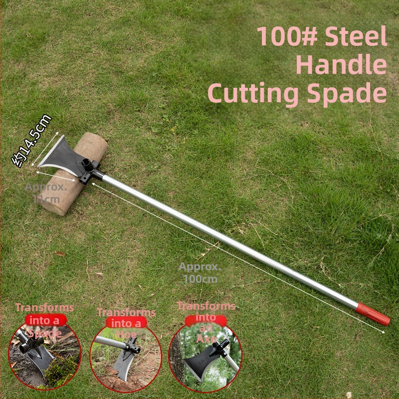 Daugiakryptė kastuvė-kasa iš manganinės plieno; skirta kirpimui, pjaustymui ir kasimui; lauko naudojimui; modelis: Daugiakryptė kastuvė-kasa