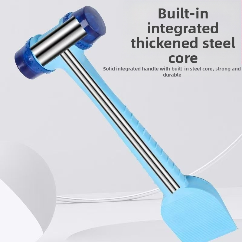 Plieninis korpusas su odiniu rankena – dviejų funkcijų montavimo įrankis plytelėms ir durų/ langų rėmams; plastikinė mentele ir gumos sandarinimo juosta