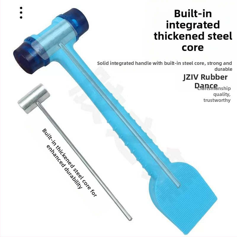 Plieninis korpusas su odiniu rankena – dviejų funkcijų montavimo įrankis plytelėms ir durų/ langų rėmams; plastikinė mentele ir gumos sandarinimo juosta