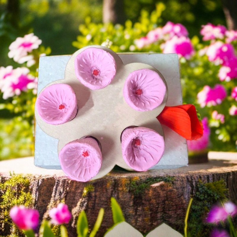 Gyantából készült méh ivó pohár virágos motívummal – pastoral asztali dekoráció