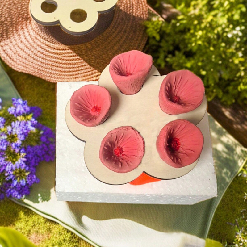 Gyantából készült méh ivó pohár virágos motívummal – pastoral asztali dekoráció