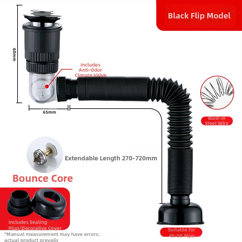 Universal pop-up αποχέτευση για νιπτήρα, ABS, Yayier Bathroom