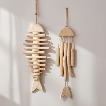 Fából készült halfüggő falidekor - pasztorális, észak-nórdikus rustikális amerikai vidéki stílus (Anyag: Fa; Kategória: kézműves függő; Stílus: Pastoral)