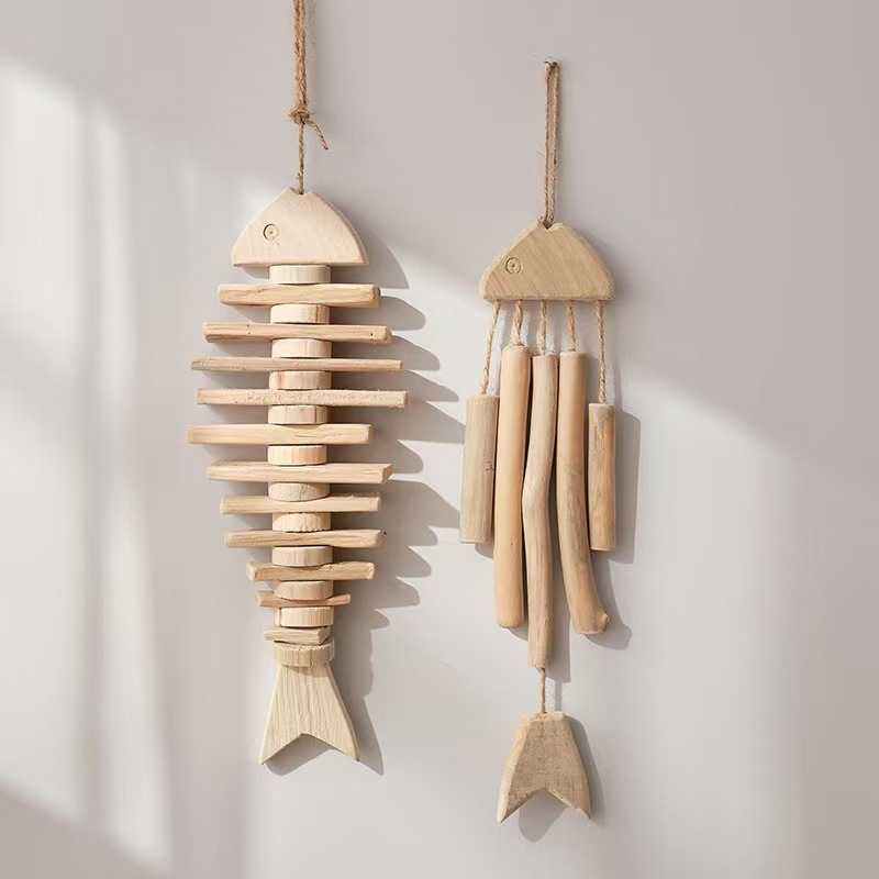 Fából készült halfüggő falidekor - pasztorális, észak-nórdikus rustikális amerikai vidéki stílus (Anyag: Fa; Kategória: kézműves függő; Stílus: Pastoral)