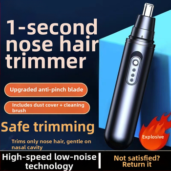 Elektrinis nosies plaukų trimeris – nerūdijančio plieno korpusas, maitinamas ličio baterija, be įmontuotos baterijos, nėra plaunamas