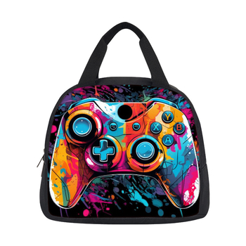 Τσάντα μεσημεριανού γεύματος με εκτύπωση παιχνιδιών, DIY σχέδιο, φορητή πολυεστερική, χωρητικότητα κάτω από 20 L, στυλ καρτούν