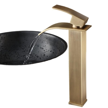 Vízcsap mosdóhoz, vízesés-stílusú, vintage dizájn, modell JS-AD001, anyag: rozsdamentes acél, kerámiabetét, egyetlen csatlakozás