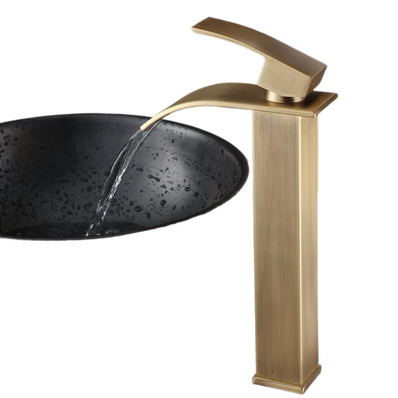 Vízcsap mosdóhoz, vízesés-stílusú, vintage dizájn, modell JS-AD001, anyag: rozsdamentes acél, kerámiabetét, egyetlen csatlakozás