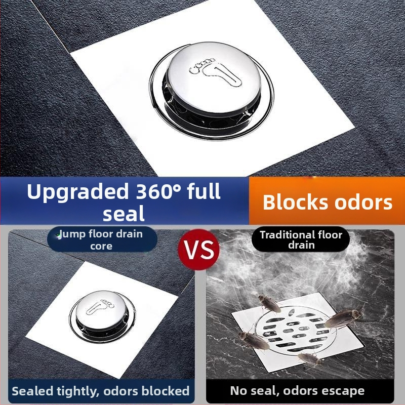 Устройство за обновяване на подов дренаж: предотвратява миризмите и вредителите, с уплътнение при натискане