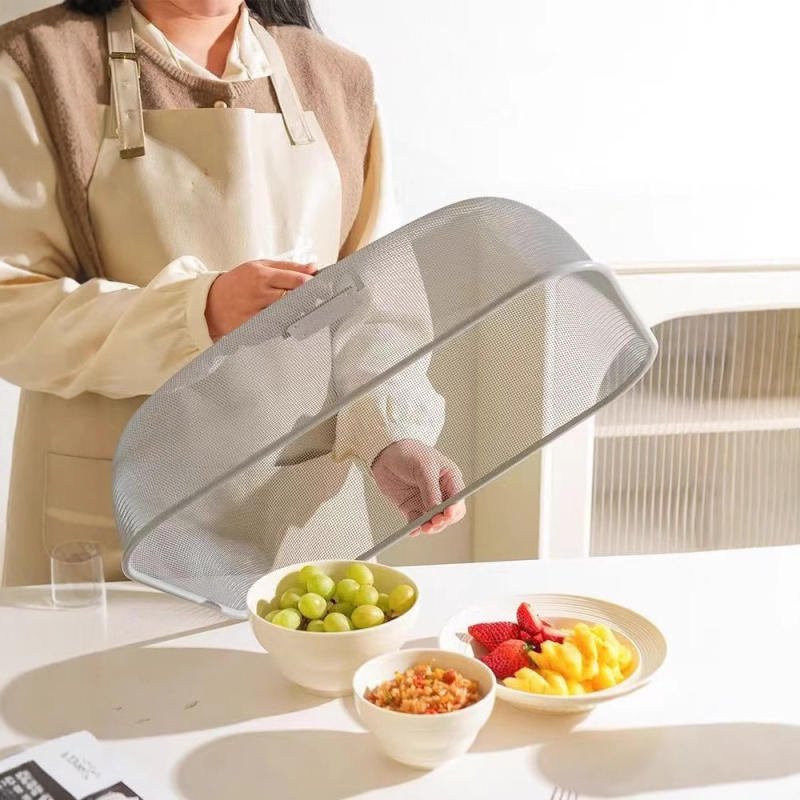 Nerūdijančio plieno maisto dangtis virtuvei — daugifunkcinis dangtis su pakabiniu kabliu, modernus minimalistinis dizainas, kilmė: Yongkang, išleistas 2024 m.