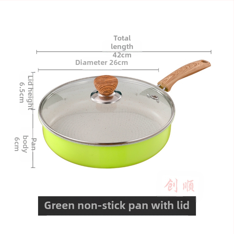 Nerūsējošā tērauda panna ar plakanu dibenu, Maifan Stone antiadhēzijas pārklājums, stikla vāks, svars 1,3 kg