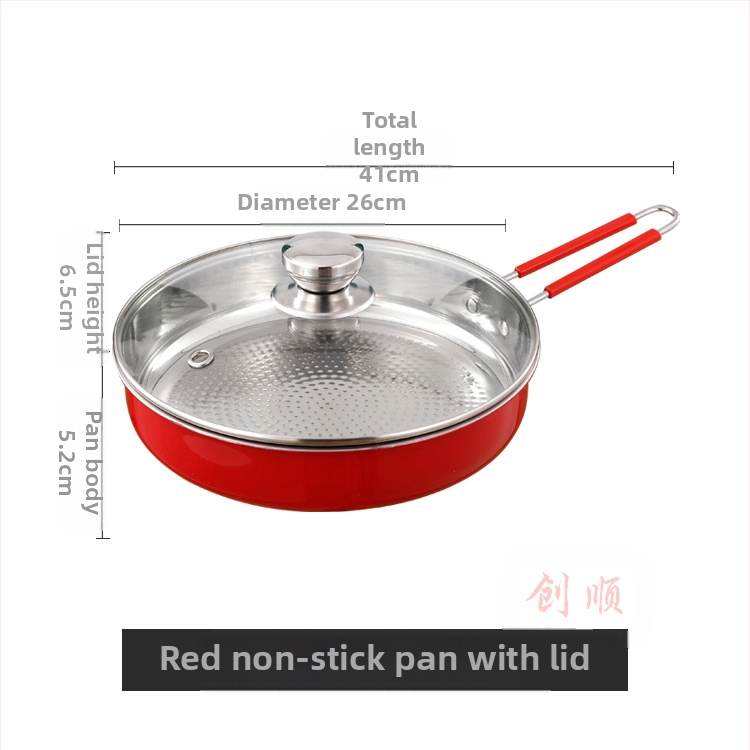 Nerūsējošā tērauda panna ar plakanu dibenu, Maifan Stone antiadhēzijas pārklājums, stikla vāks, svars 1,3 kg