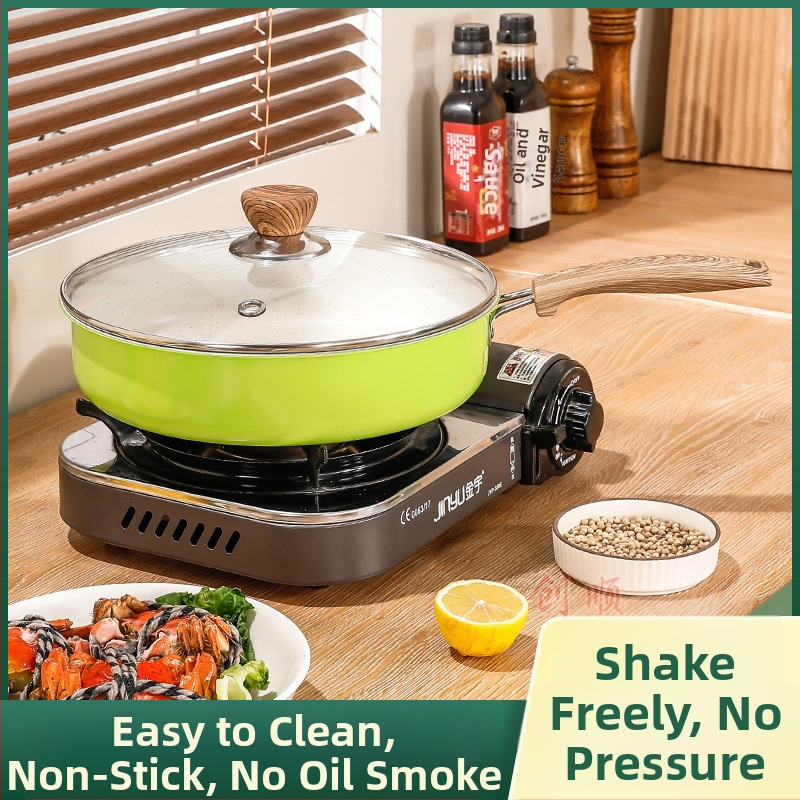 Nerūsējošā tērauda panna ar plakanu dibenu, Maifan Stone antiadhēzijas pārklājums, stikla vāks, svars 1,3 kg