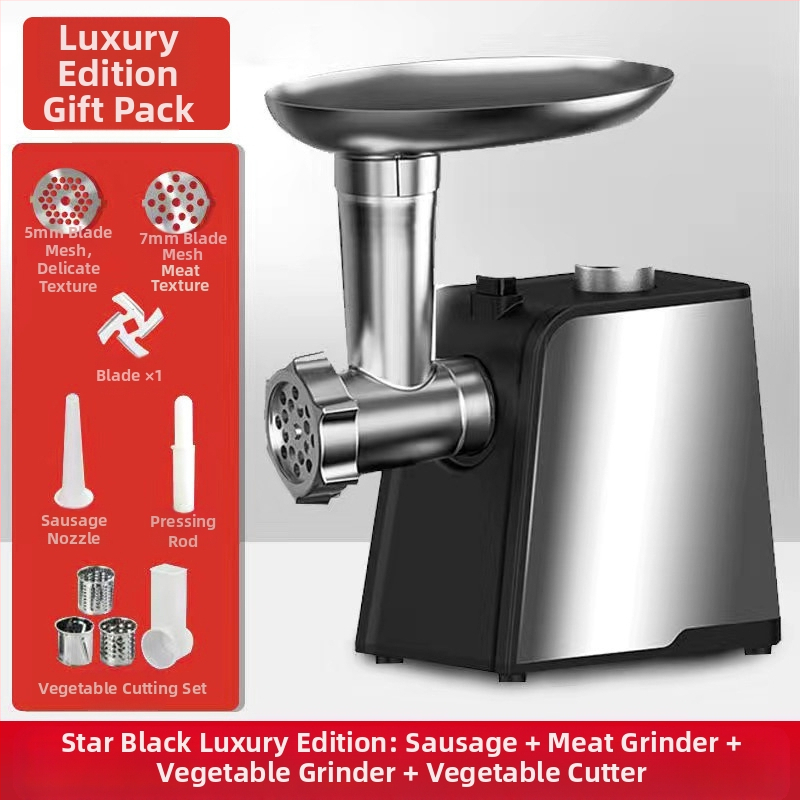 Електрическа мултифункционална месомелачка, неръждаема стомана, капацитет 3 л+, раздробяване и нарязване, дистанционно управление, над 40 000 об./мин