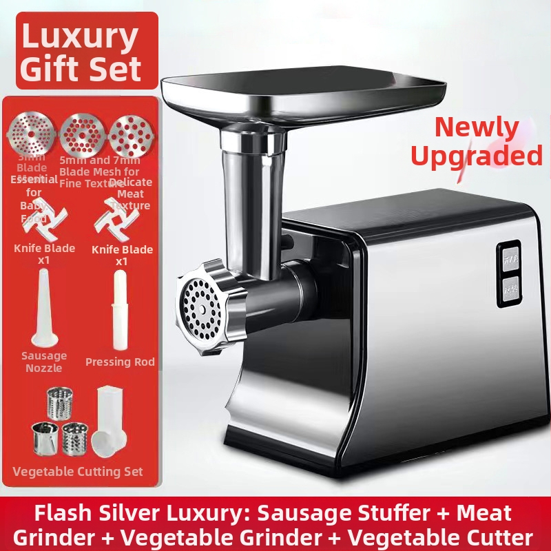 Електрическа мултифункционална месомелачка, неръждаема стомана, капацитет 3 л+, раздробяване и нарязване, дистанционно управление, над 40 000 об./мин