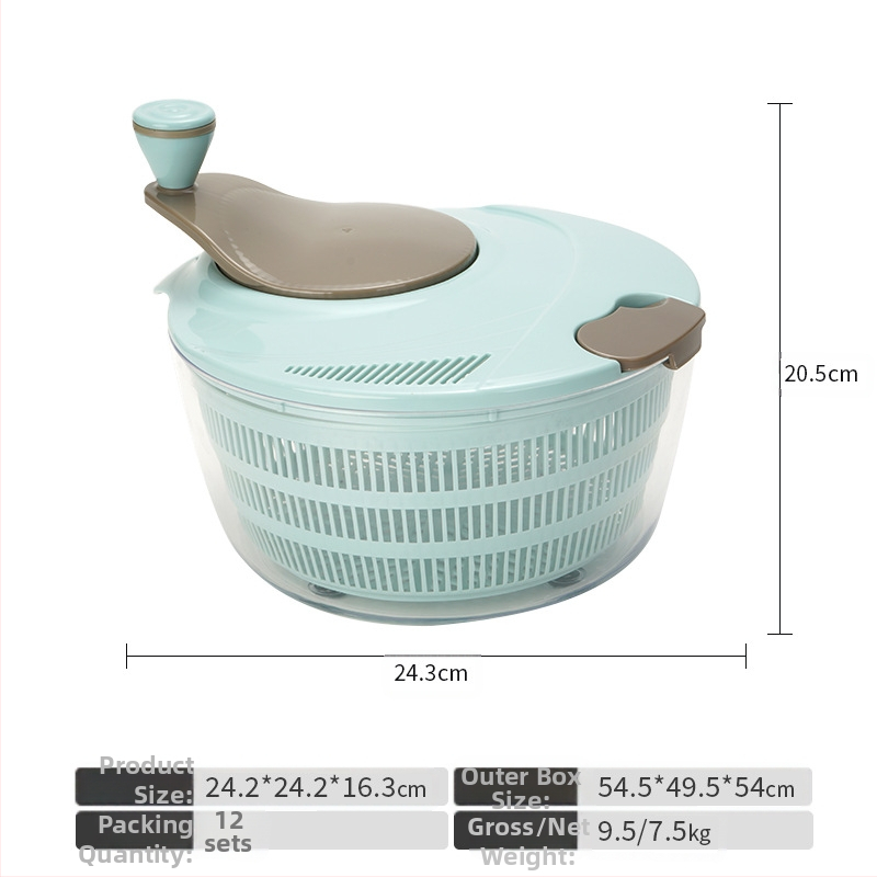 FDA πιστοποιημένος αφυδαρωτής λαχανικών και φρούτων με πλαστικό κάδο απόστραγγισης и περιστροφική λειτουργία