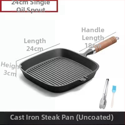 Ketaus kepsnių keptuvė – be dangos, kepimui kepsniams, suderinama su dujinėmis ir indukcinėmis viryklėmis, modelis 24