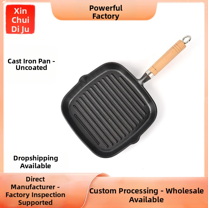 Ketaus kepsnių keptuvė – be dangos, kepimui kepsniams, suderinama su dujinėmis ir indukcinėmis viryklėmis, modelis 24