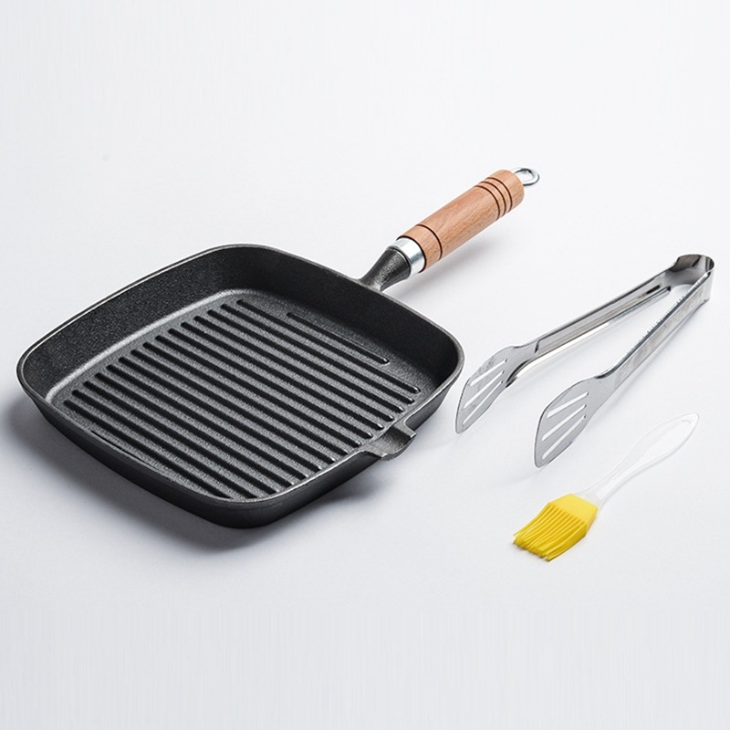 Ketaus kepsnių keptuvė – be dangos, kepimui kepsniams, suderinama su dujinėmis ir indukcinėmis viryklėmis, modelis 24