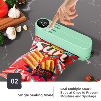 Мини безжичен вакуум запечатвач за опаковки, презареждаем, ABS корпус, капацитет 500–1000 ml, модел 818, кухненски уреди