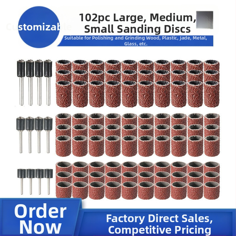 Комплект маникюрни шлифовъчни глави, 102 бр., Материал: шкурка, Марка Jia Shiteng, Ø шпиндел: 1/2 и 3/8