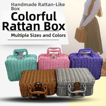 Κουτί δώρου από πλαστικό με ύφος ρατάν – φορητό με χειρολαβή, μινιμαλιστικός σχεδιασμός, εκτυπωμένο λογότυπο, γαμήλιο δώρο για κουμπάρα και κουμπάρο