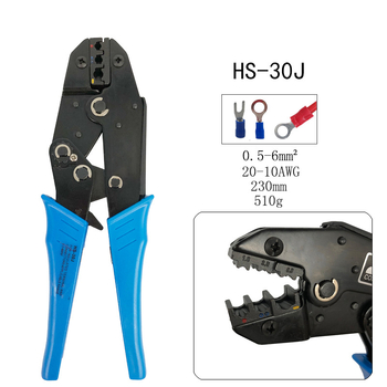 Precision európai stílusú préselőfogó terminálokhoz, ratchet mechanizmussal, előre izolált terminálokhoz, 0.25–6 mm², 45# acél, 510 g