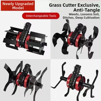 Üzemanyaggal hajtott fűnyíró-kiegészítő: gyomirtó kerék, talajlazító kerék, árkokásó kerék, mélyművelő kerék, anti-kavarodó hajtás