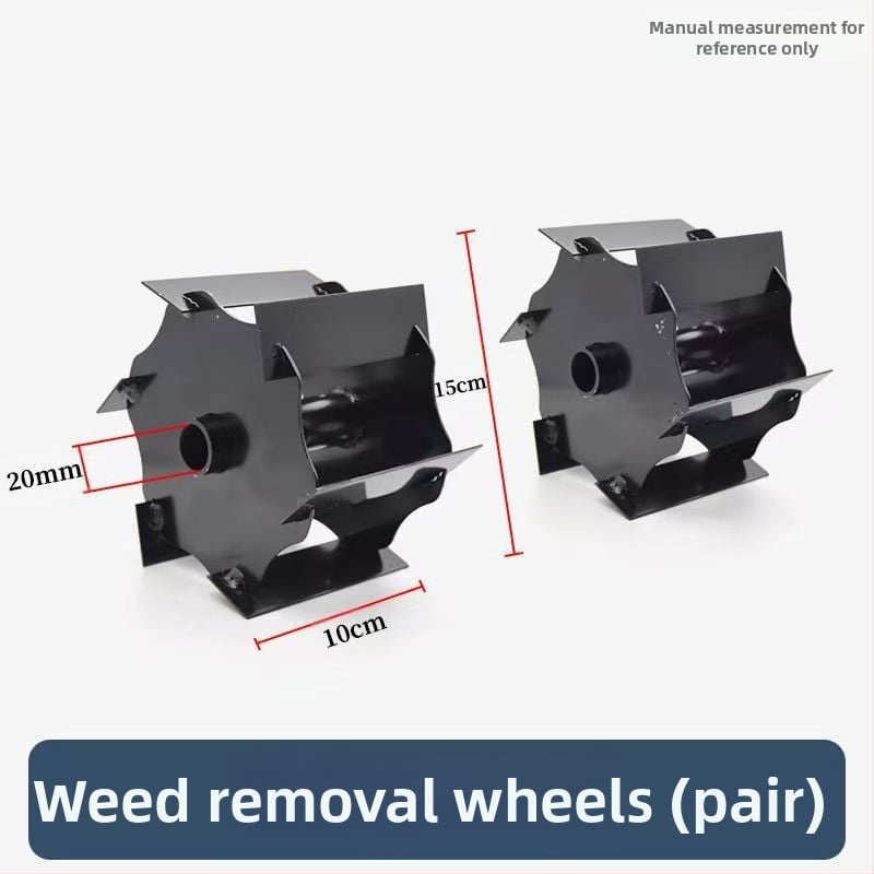 Üzemanyaggal hajtott fűnyíró-kiegészítő: gyomirtó kerék, talajlazító kerék, árkokásó kerék, mélyművelő kerék, anti-kavarodó hajtás