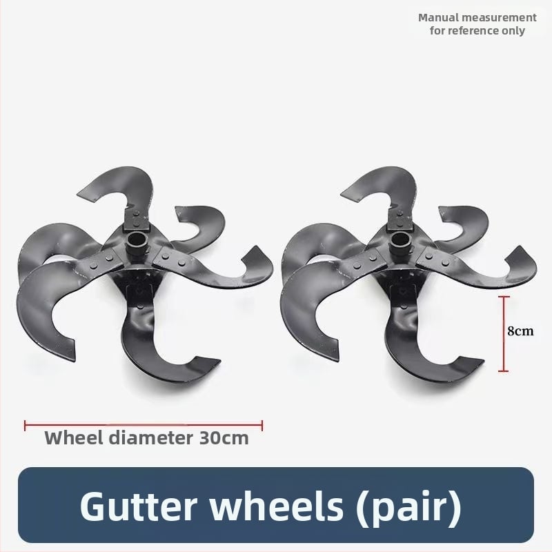 Üzemanyaggal hajtott fűnyíró-kiegészítő: gyomirtó kerék, talajlazító kerék, árkokásó kerék, mélyművelő kerék, anti-kavarodó hajtás