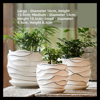 Κεραμική γλάστρα με δίσκο, απλός σχεδιασμός, για εσωτερικούς και εξωτερικούς χώρους, για γραφείο ή επιτραπέζια τοποθέτηση